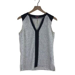 Vince Camuto White Black Polka Dot Sleeveless Blouse S